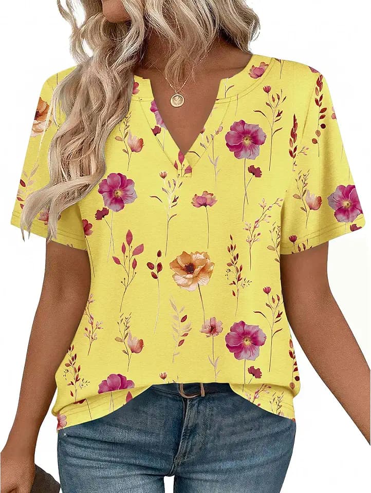 Zeagoo Womens Tops Short Sleeve V Neck Tee Shirts Cute Dressy Casual
