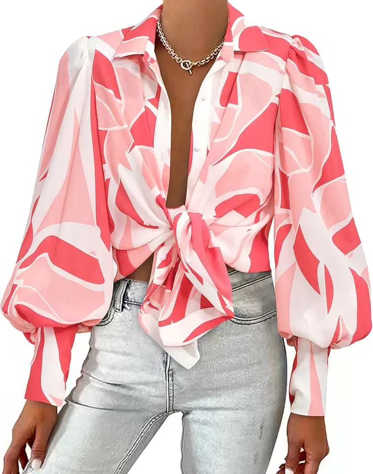 BTFBM Blouses for Women Dressy Casual Long Sleeve Shirts