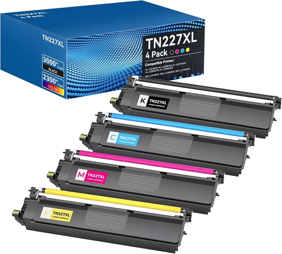 TN227 Toner Cartridges 4 Pack Compatible for Brother MFC-L3770CDW Printer