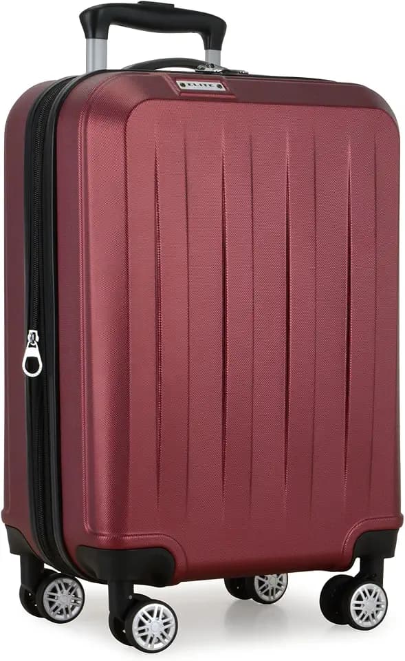 Elite Luggage Expandable Hardside Spinner Luggage, Burgundy, 21" Carry-on