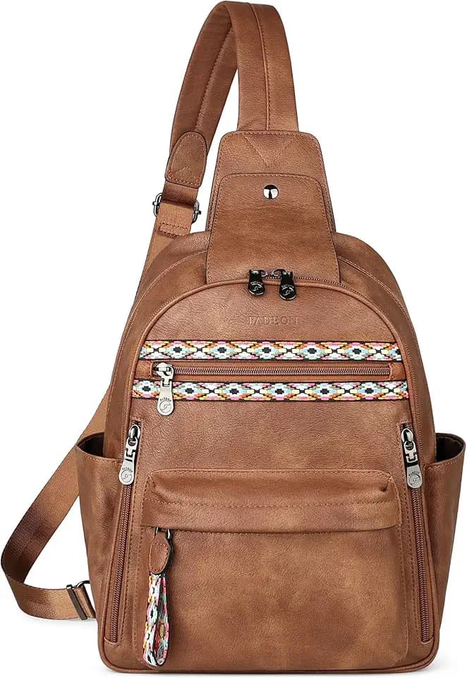 FADEON Large Sling Bag for Women, Designer 10L Leather Crossbody Purse
