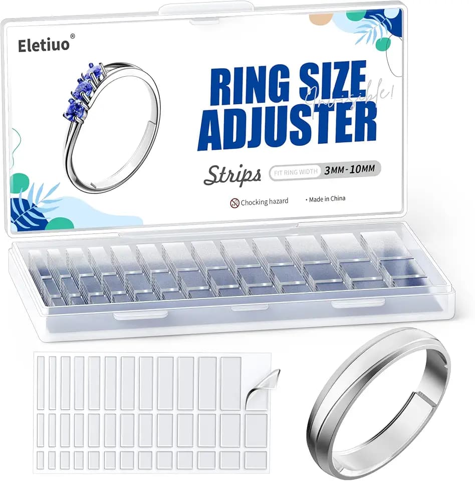 ELETIUO Unsichtbarer Ringgrößenversteller für lose Ringe, 6 Blatt - 234 Stück, transparenter Ringgrößen-Reduzierring, Fitter für breite Ringe