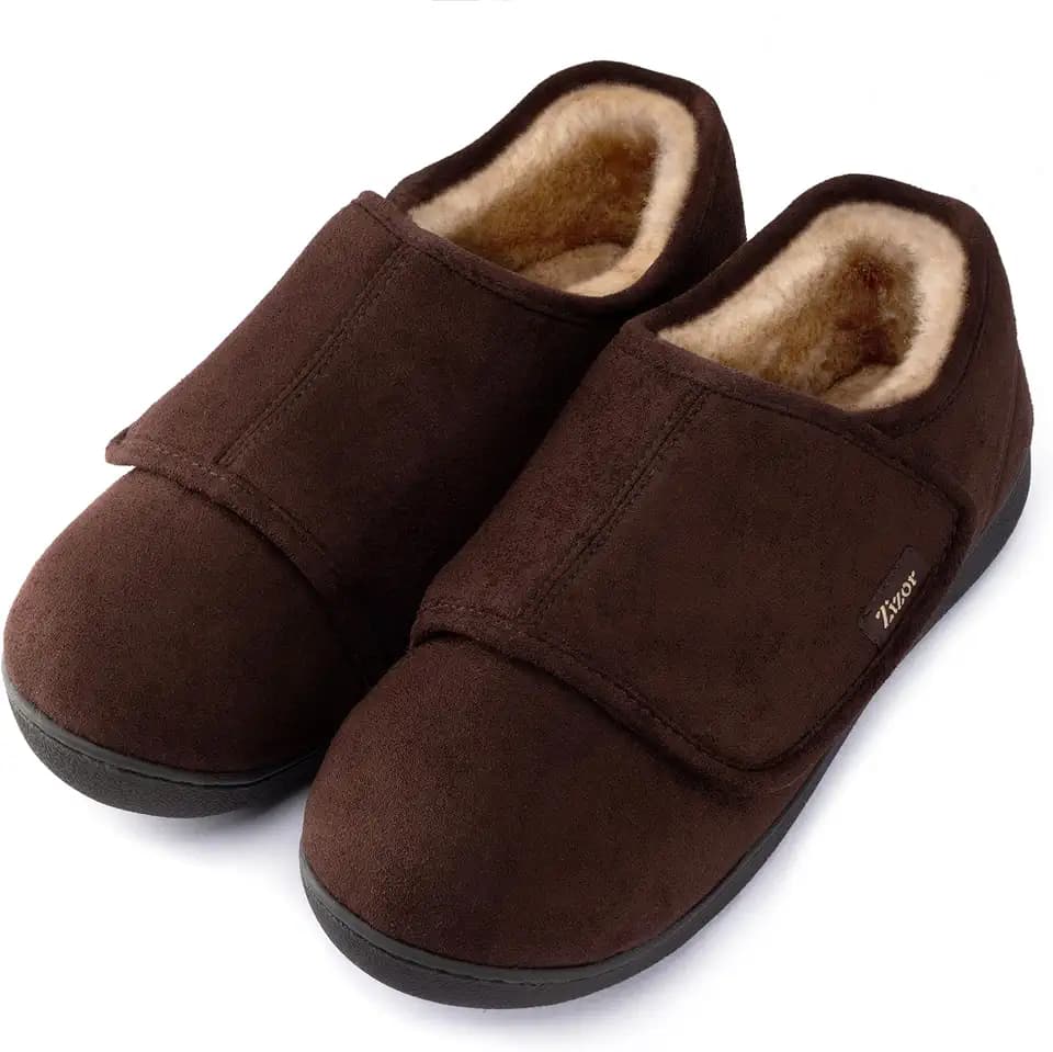 Zizor Men's Adjustable Memory Foam Slippers House Warm Shoes