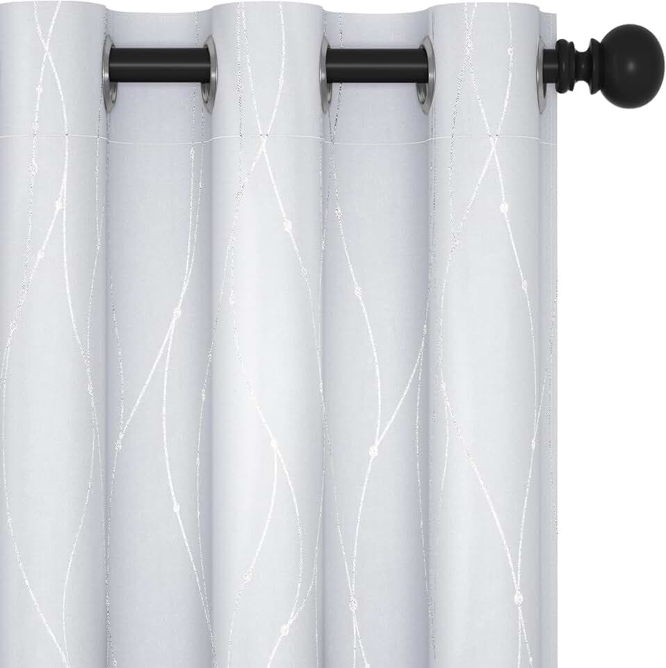 Deconovo Living Room Curtains 63 Inches Long, Blackout Curtains for Bedroom