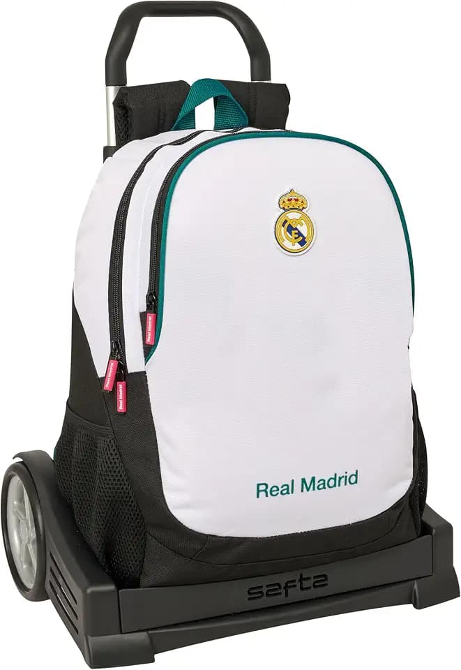 Real Madrid Equiicion 26/27 Schulrucksack, ergonomischer Rücken, mit Trolley Safta Evolution, ideal für Kinder verschiedener Altersgruppen, bequem und vielseitig, Qualität und Widerstandsfähigkeit, 32