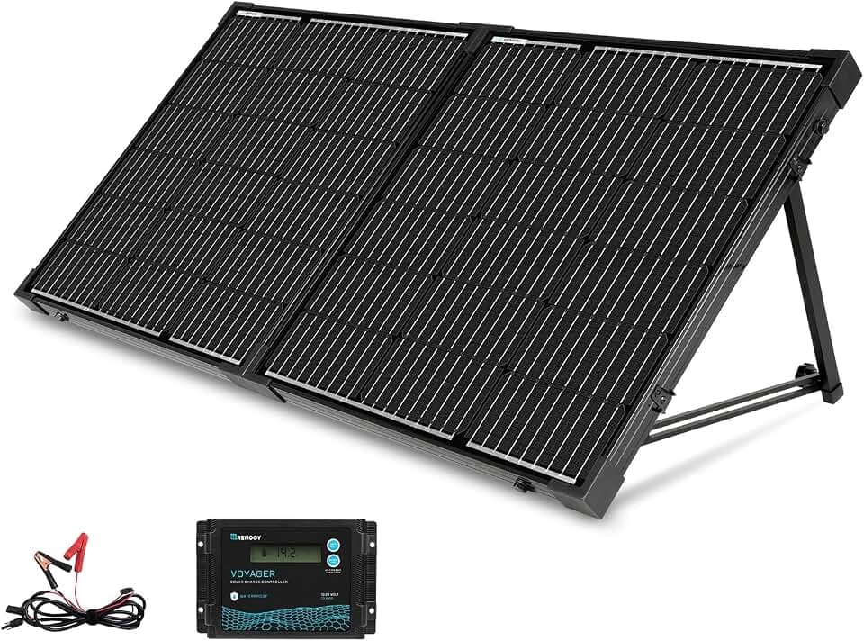Renogy 100W Portable Solar Panel, 25% High Efficiency Solar Panel Kit with 20A Charger Controller for 12V Battery&Power Station, N-Type Foldable Solar Panels w/Tempered Glass for RV, Camping Off-Grid