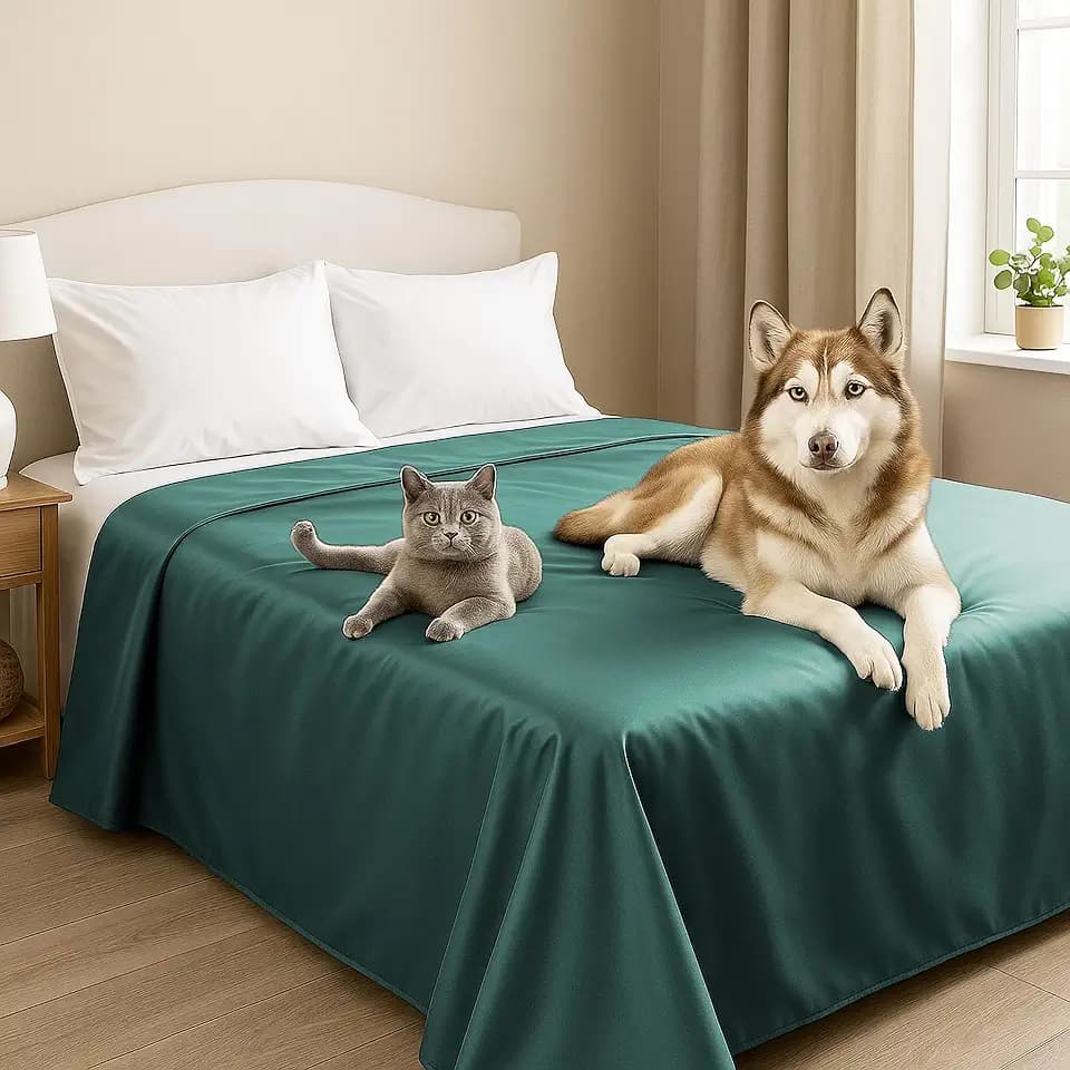 Byour3 – Tagesdecke SUPER wasserdichte Bettschutz Fleckenbeständig für Doppelbett Einzelbett Anti-Schimmel Anti-Tierhaar Katzen Hunde Haustiere Kinder Waschbare Decke (Petrolium, Queen Size)