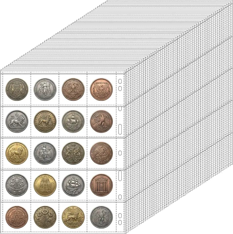 2000 Pockets Coin Collection Pages for 2 x 2 Inch Coin Holders