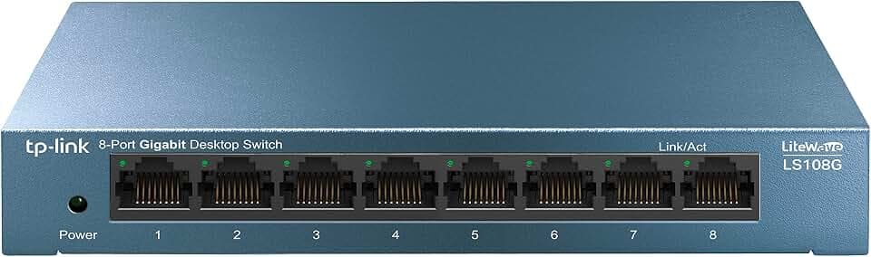 TP-Link TL-LS108G LAN Switch 8 Port Netzwerk Switch (Plug-and-Play Gigabit Switch LAN Splitter, Ethernet Hub lüfterlos, robustes Metallgehäuse)