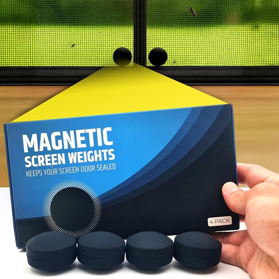 Powerful Magnetic Weights for Any Screen Door Mesh - Keeps Your Screen 100% Sealed with Smooth Closure - Heavy Magnets Reinforce Weak Seals - 360° Silicone Wrapped | 4 Pairs (Screen Not Included)