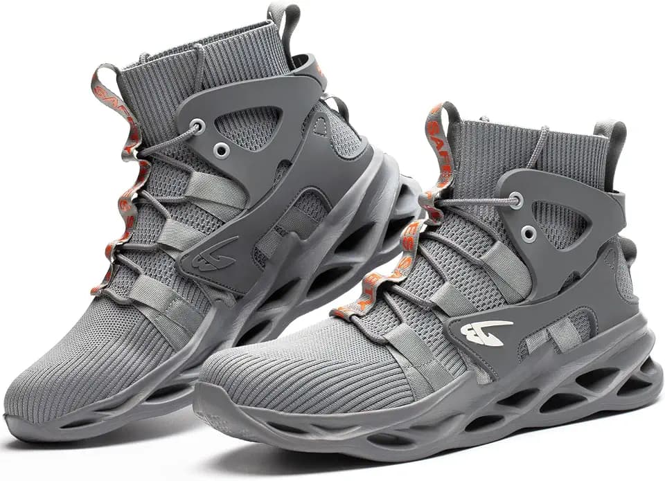 ORISTACO Work Safety Steel Toe Boots, Lightweight Breathable Industrial Construction Boots