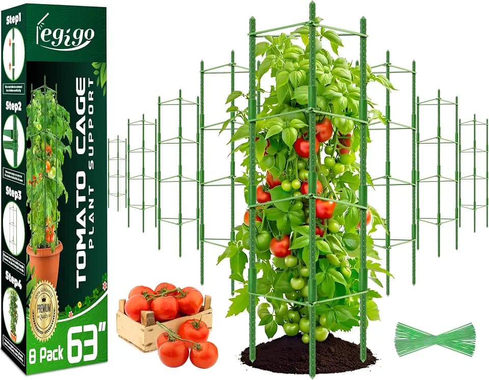 Legigo 8 Pack Tomato Cage for Garden, Up to 63Inch Sturdy Tomato Trellis