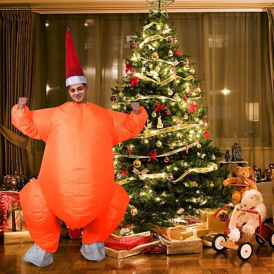 Aufblasbares Truthahnkostüm,Aufblasbarer Alien,Reitender Weihnachtsmann Hahn-und Truthahn-Kostüm für Erwachsene, Lustiges Halloween,Weihnachten,Erntedankfest,Cosplay,Fantasy-Performance-Kostüm