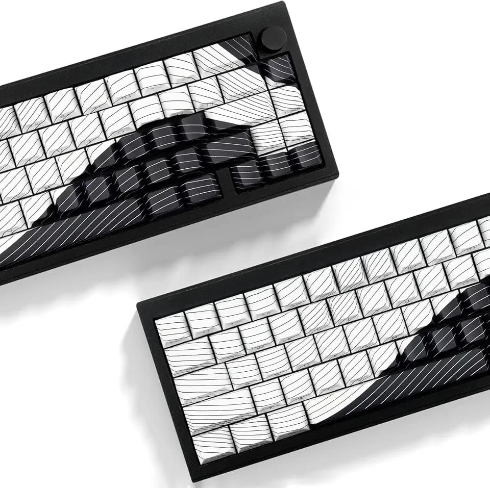 Tsungup PBT Keycaps,128 Keys Shine Through Side Print Keycaps 75 Percent