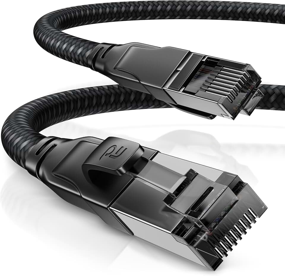 CSL - CAT8.1 Netzwerkkabel 40 Gbits - 3m - Baumwollmantel - Black Series - LAN Kabel Patchkabel RJ45 - Gigabit Ethernet Cable - 40000 Mbits - S/FTP PIMF Schirmung - kompatibel zu CAT6 CAT7