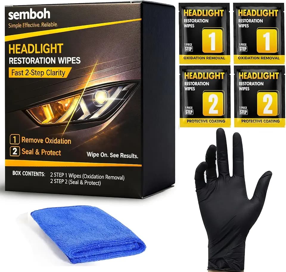 Ceramic Car Headlight Restoration Kit, No Sanding, Removes Yellowing and Cloudiness, Restores Clarity to Like New Look, No Power Tools Needed, Wipe Rinse Coat for Car Truck SUV