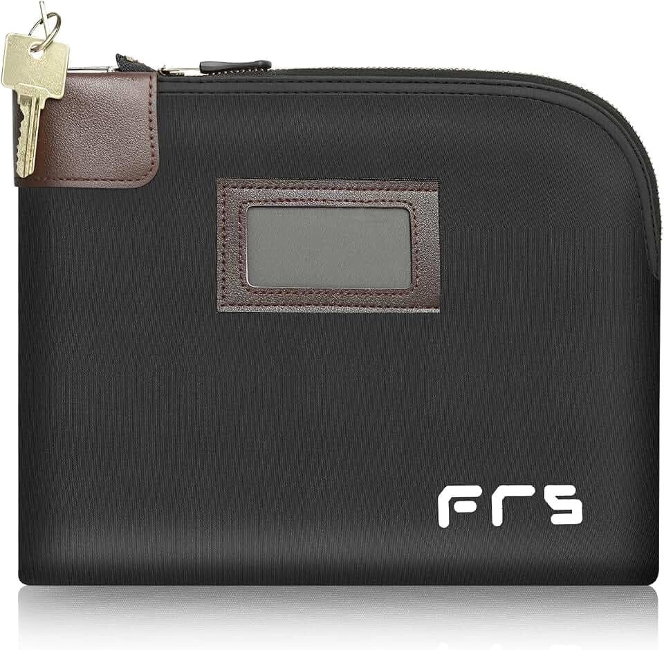 Cash Bag with Lock and 2 Keys, Waterproof Money Pouch with Zipper Closure, 11 x 8.6 Inches, Canvas Document Bag, Bank Deposit Bag for Credit Cards, Passport, Phone Safe Storage