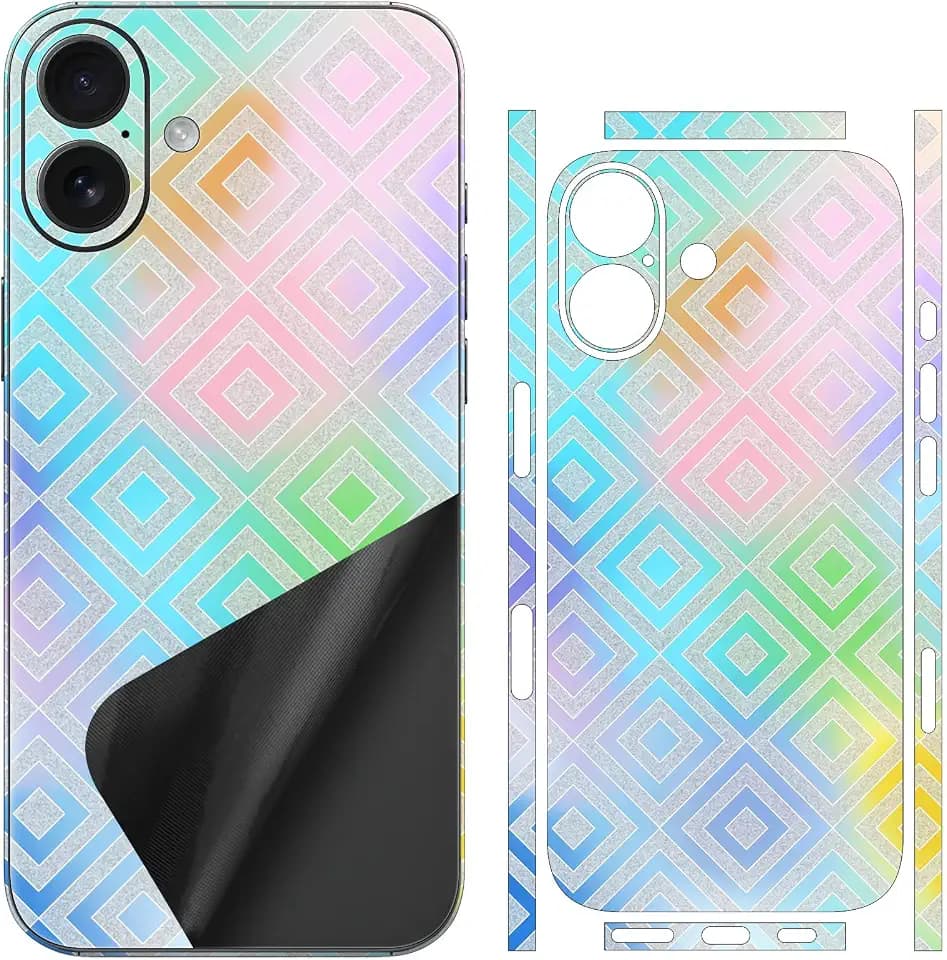for iPhone 17 Skin Wrap Using 3M Phone Sticker Film Vinyl Decal Glass Protector for Back Side Dazzling Colorful