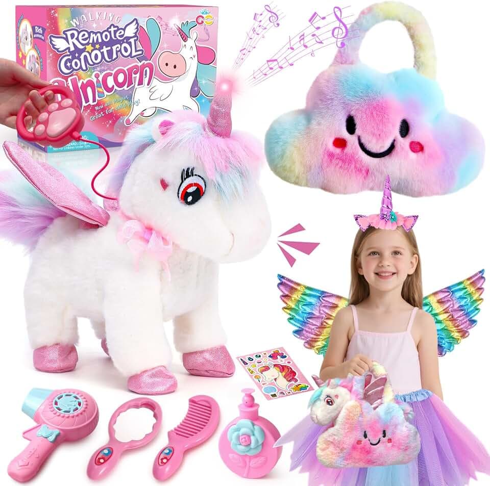 Walking Talking Unicorn Toys for Girls Age 4-6 with Remote Control Leash