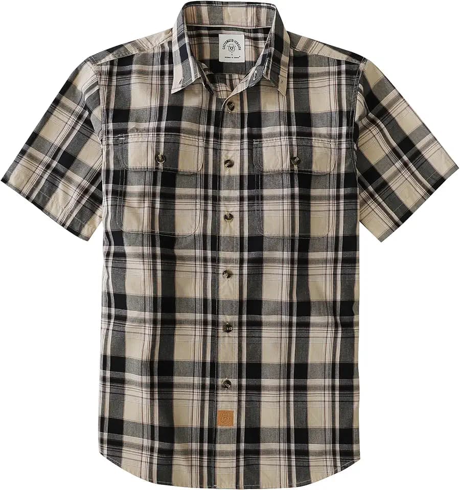 Dubinik® Mens Short Sleeve Button Down Shirts Plaid Casual Western Style Shirt 2 Pocket Lightweight Breathable Regular Fit