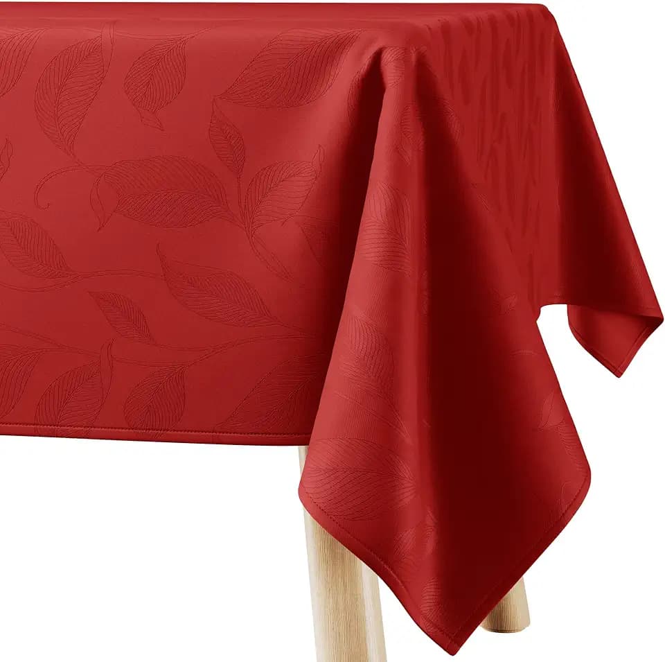 Tischdecke 140x220 cm Rot Abwaschbar Für Indoor Outdoor Pflanzenmuster Amalu