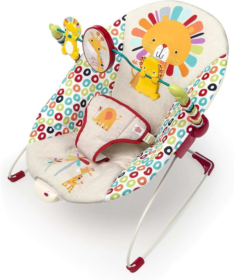 Bright Starts, Babywippe Babyschaukel Playful Pinwheels mit Vibrationen, abnehmbarem Spielbogen und interaktiven Spielzeugen