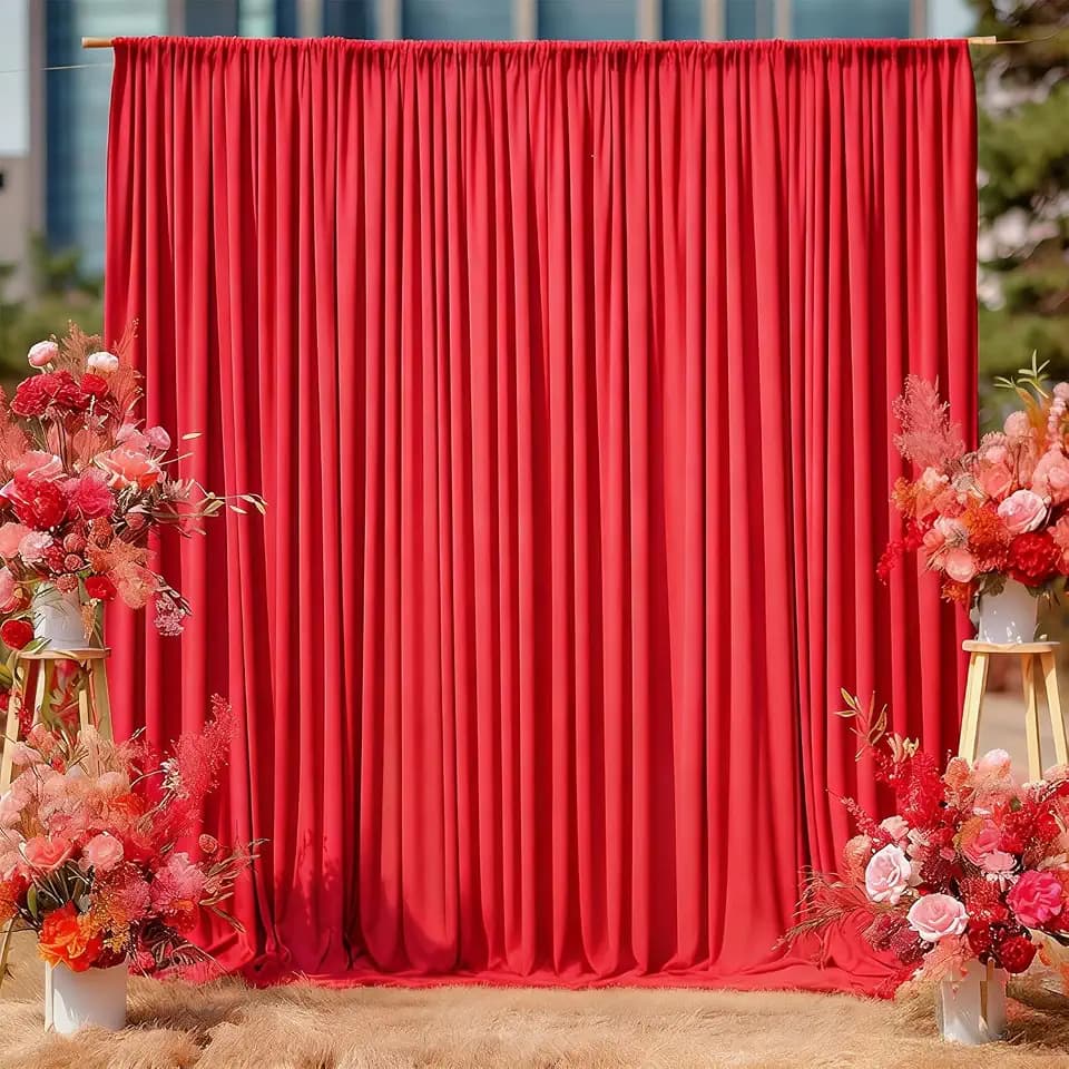 Red Backdrop Curtains 8 x 10ft for Photo Background Wrinkle Free Drapes
