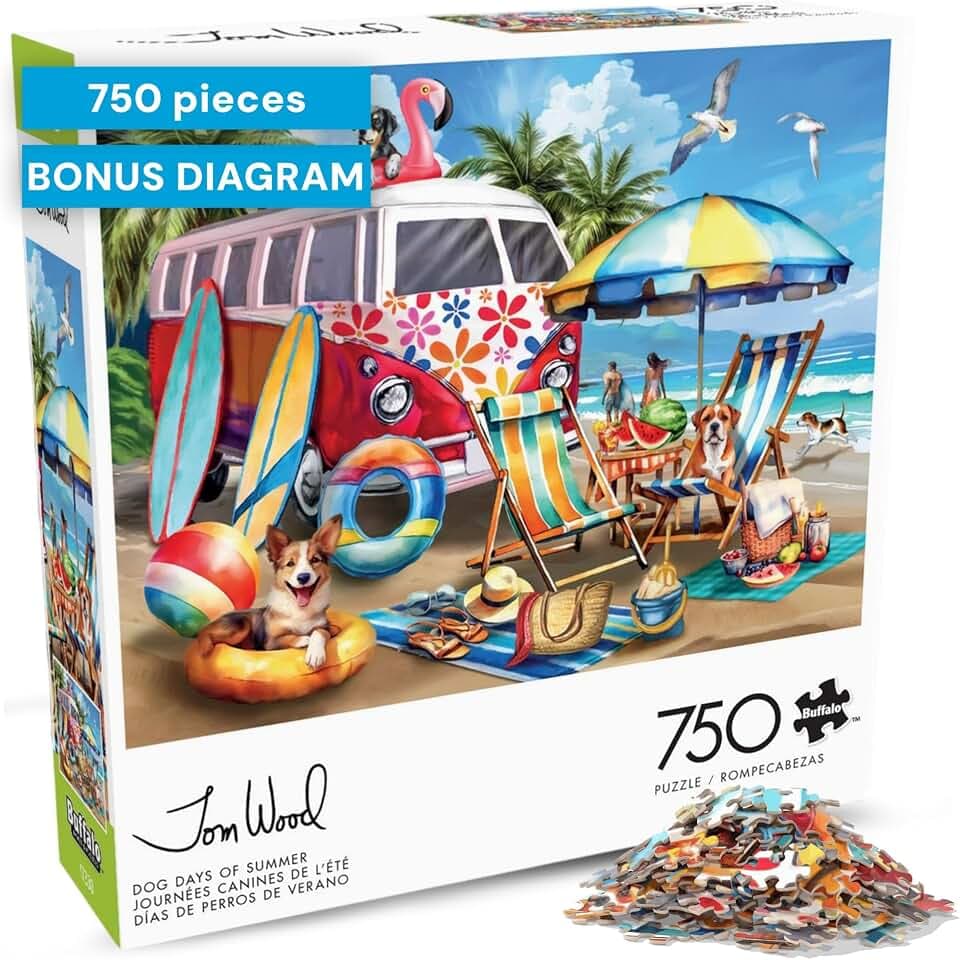 Buffalo Games Tom Wood, Dog Days of Summer, 750 Pc Jigsaw Puzzle for Adults