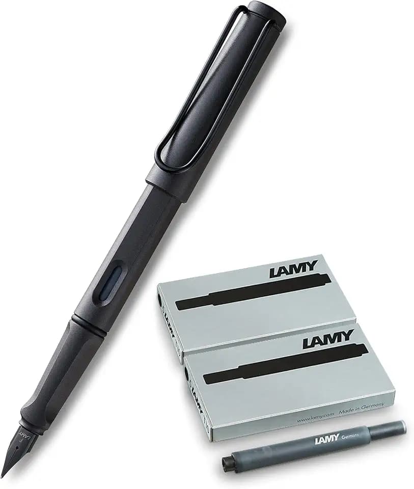 Lamy, "Safari", Füllfederhalter, feine Feder, weiß, Umbra + 10 Patronen Schwarz, Füllfederhalter Safari