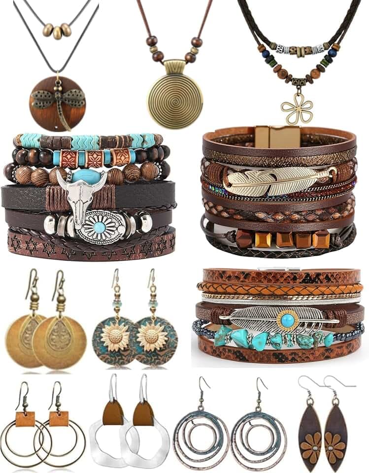 Tondiamo 12 Pcs Boho Jewelry Set for Women Western Jewelry Long Pendant