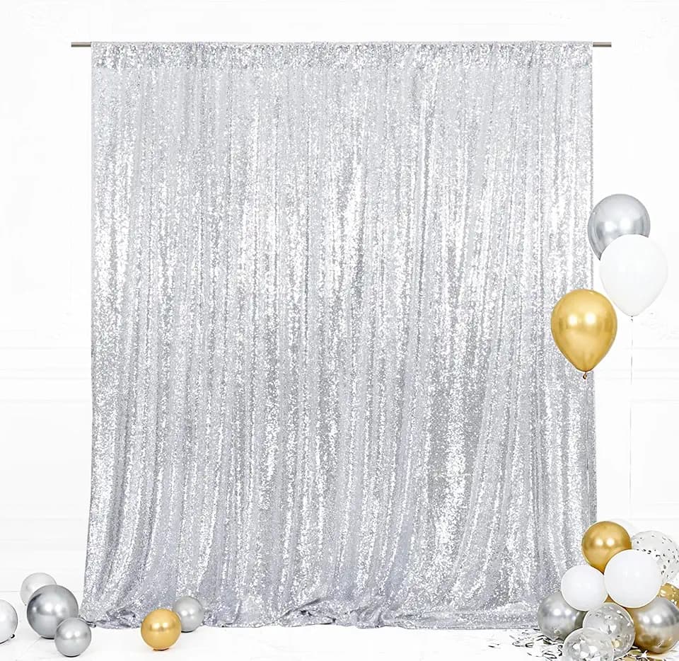 Eternal Beauty Silver 3mm Sequin Backdrop 20x10 Ft for Wedding