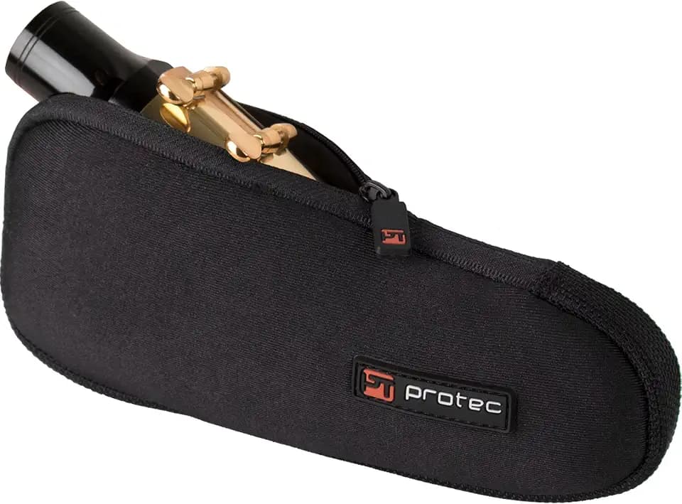 Baritone Saxophone Neoprene Mouthpiece Pouch with Zipper Closure - Black, Model N277