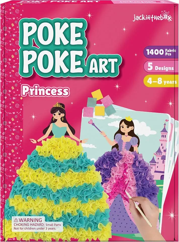 jackinthebox Poke Art Princess Themes Crafts Kit for Kids, Girls, Ages 4-8