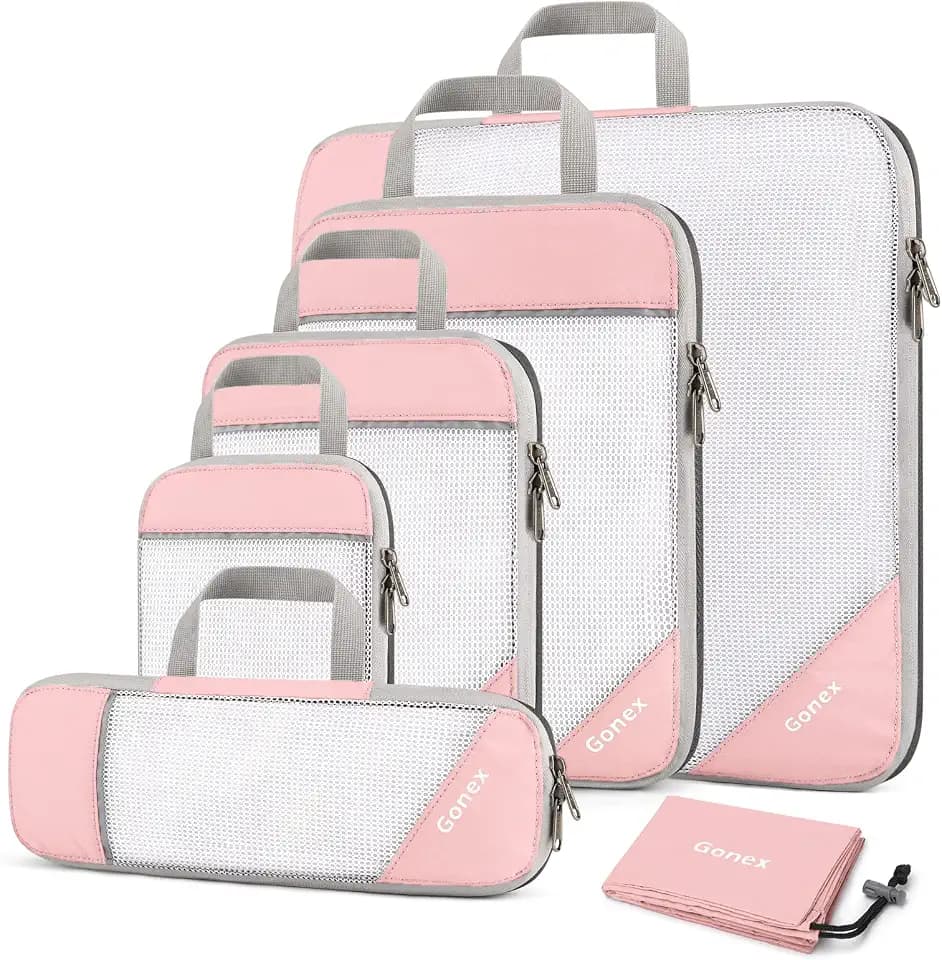 Gonex Compression Packing Cubes for Travel, Mesh Bags Luggage Organizers