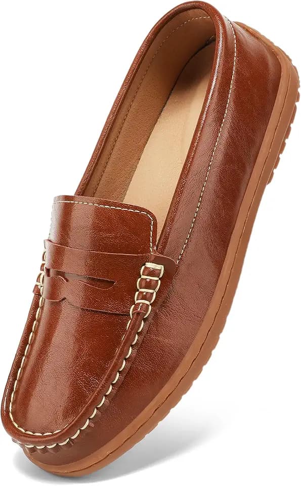 BEAUSEEN Women's Classic Handsewn Penny Loafers - Casual Slip On Moccasin Driving Shoes Lightweight Walking Flats Comfort Women Loafer Shoes