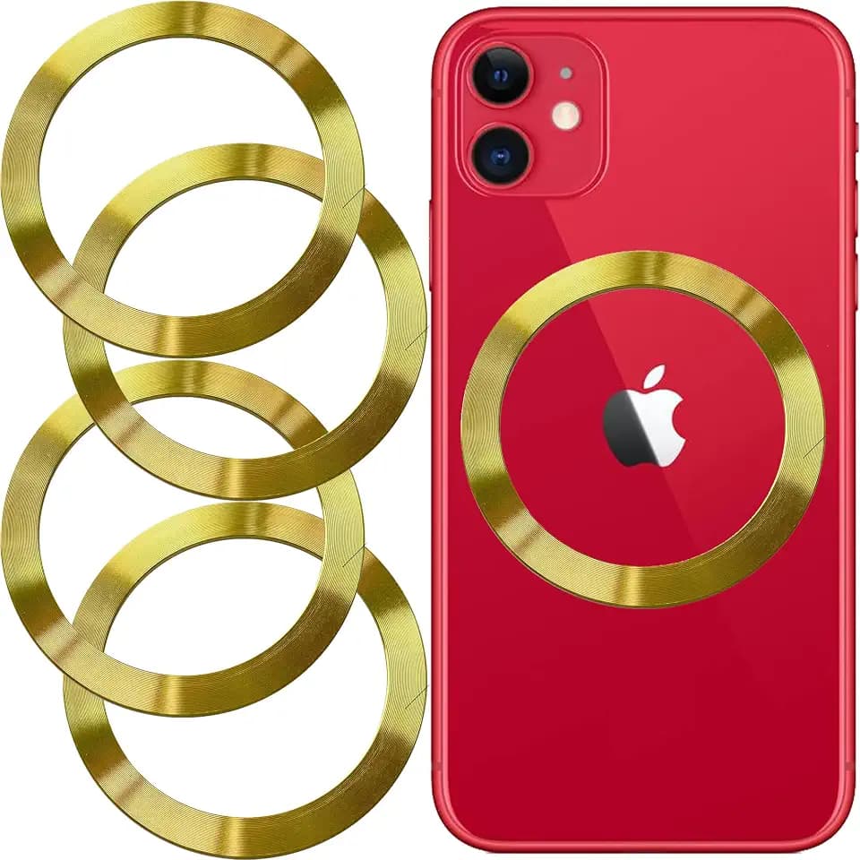SALEX Compatible with Magsafe Magnetic Rings 4 Pack Set - Metal Rings for Cell Phone Case - Gold Round Magnet Sticker - Add to Any Case - Replacement Discs Compatible with Apple Magsafe Charger