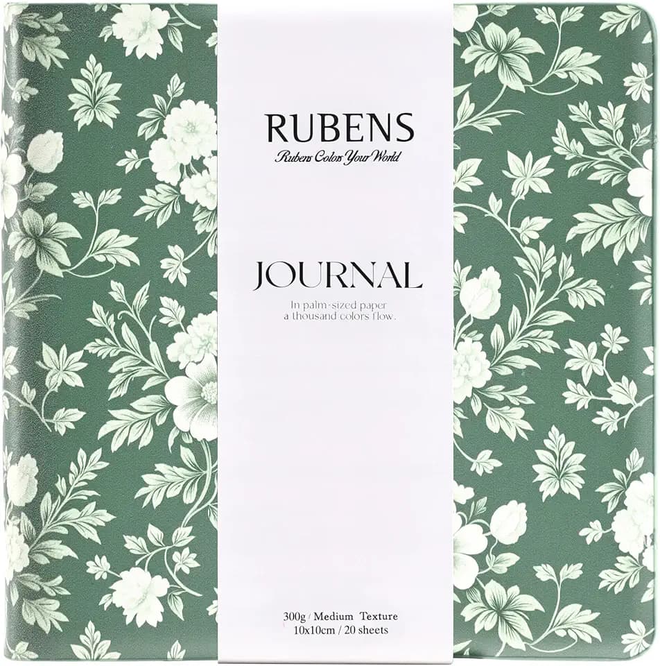 rubens Watercolor Journal, 3.9x3.9 inch Watercolor Sketchbook, 20 Sheets 100% Cotton Soft Cover Travel Sketchbook, 140lb/300gsm Acid-Free Cold Press Watercolor Papers for Watercolor, Gouache, Acrylic