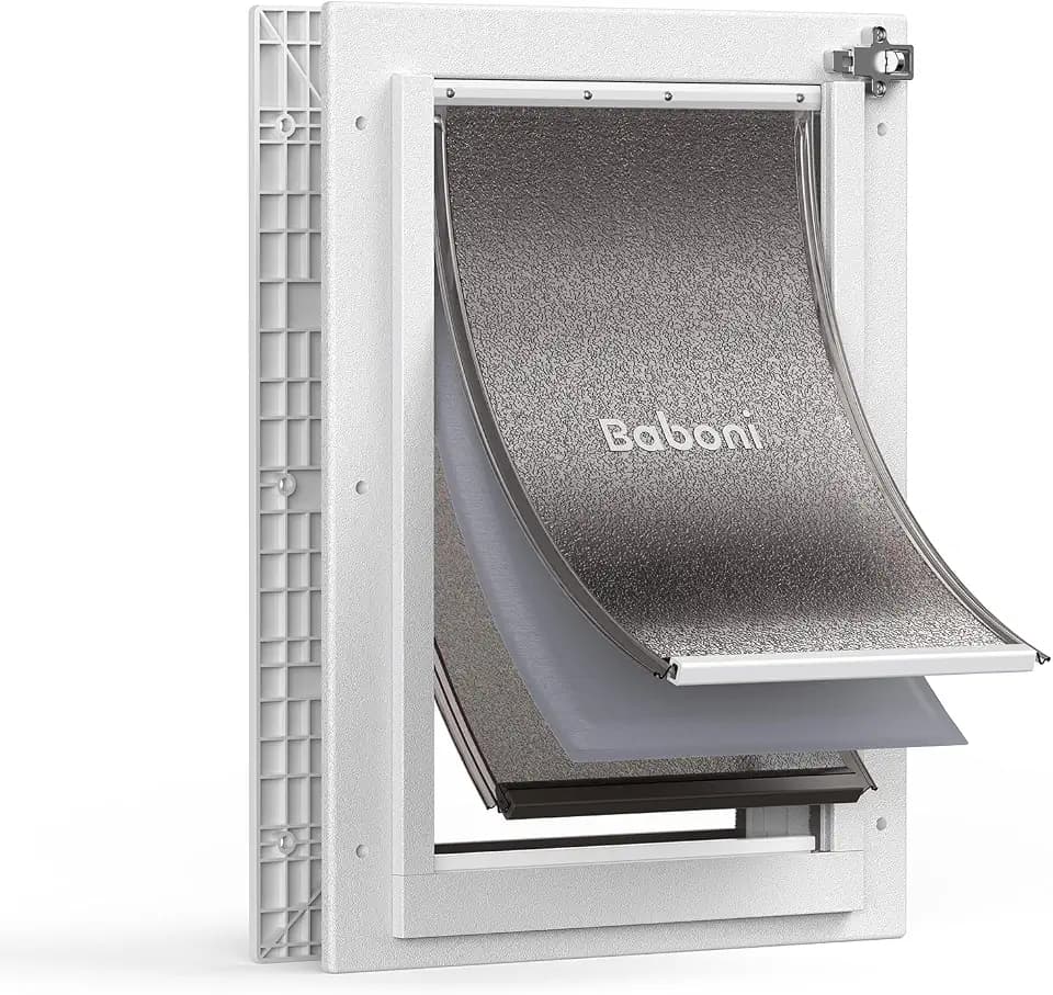 Baboni Dog Door for Door,3-Flap,Durable Plastic Frame,Medium