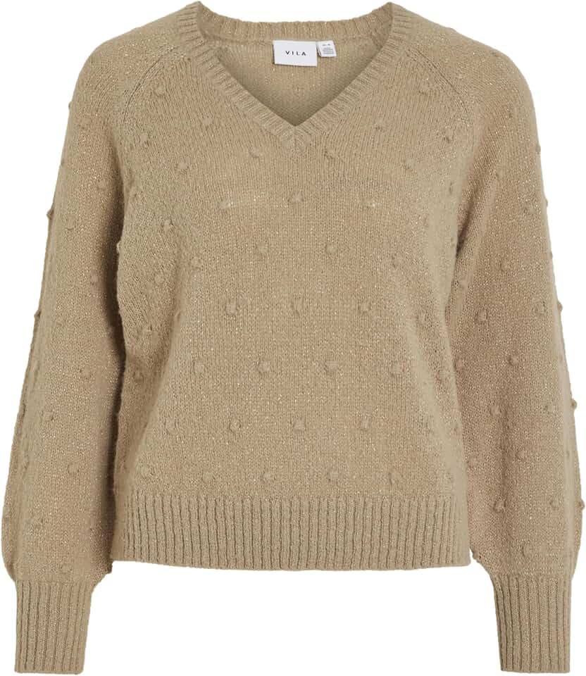 Vila Damen Vituli L/S V-Neck Gliter Knit Top/Pb Vituli L/S V-Neck Gliter Knit Top/Pb (1er Pack)