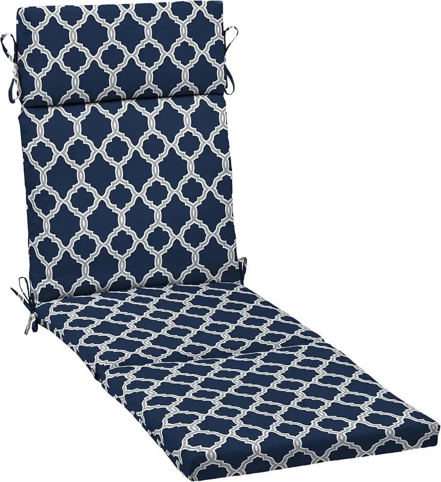 Arden earthFIBER Outdoor Chaise Cushion, 21 x 72, Rain-Proof, Fade Resistant, Cushion for Chaise Lounger Sapphire Blue Garden Trellis