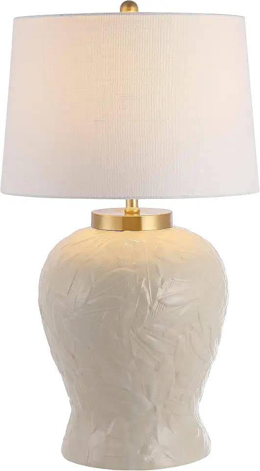 JONATHAN Y Regency Palm Leaf Ceramic Table Lamp 31.5", Cream