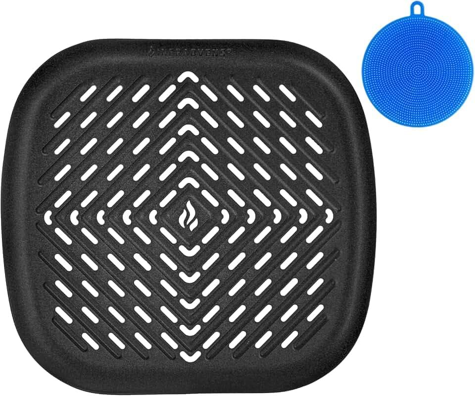 Air Fryer Grill Pan Accessories Compatible with Dash, Emeril Lagasse, Nuwave®, Philips + More, NonStick Air Fryer Pan, Cooking and Grilling Tray Accessory for Basket, Air Fryer Replacement Parts