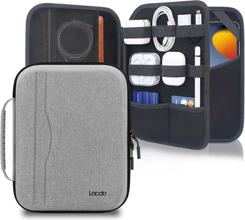 Lacdo Hard Tablet Sleeve Carrying Case for 11 inch iPad A16 / 11 Inch iPad Air M4 M3 M2 / 11" iPad Pro M5 M4 / 10.9" ipad / 10.2" IPad / 10.9" IPAD Air, Samsung Galaxy Tab A9+ 11" Protective Bag, Gray