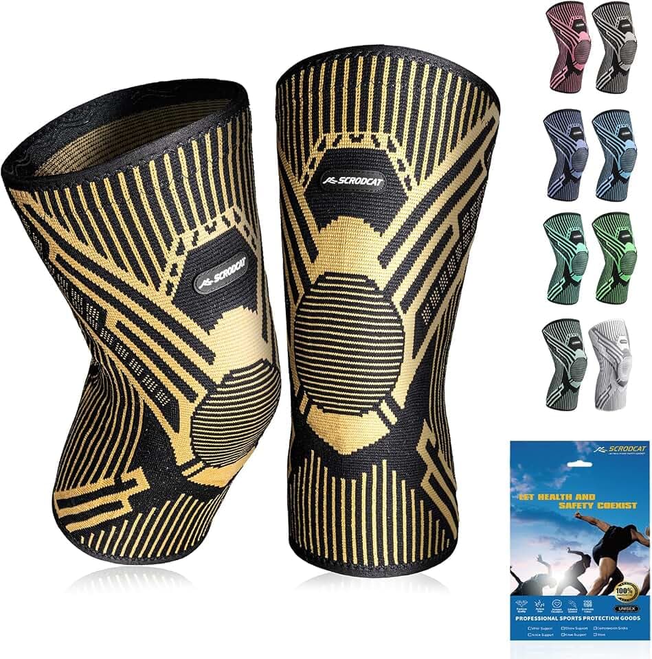 Professional Copper Knee Braces for Knee Pain 2 pack, Knee Compression Sleeve Support for Men and Women with Patella Gel Pads & Side Stabilizers,Medical Grade Knee Pads for Running