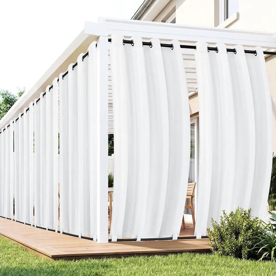 Outdoor Curtains for Patio Waterproof 6 Panels, Porch Sun Shade