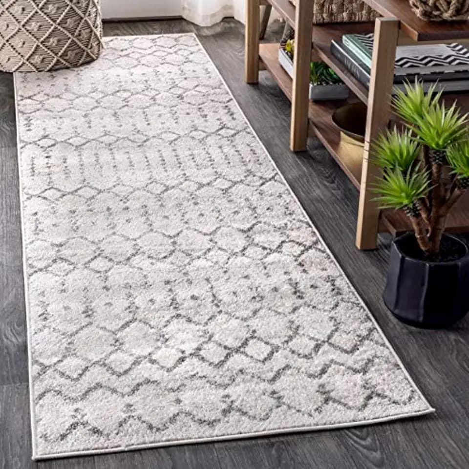 JONATHAN Y Boho Vintage Diamond Cream/Gray Runner Rug 2X8 ft, Moroccan Hype for Living Room, Bedroom, Kitchen, Office, Easy-Cleaning, High Traffic, Pet-Friendly, Non-Shedding (MOH101B-28)