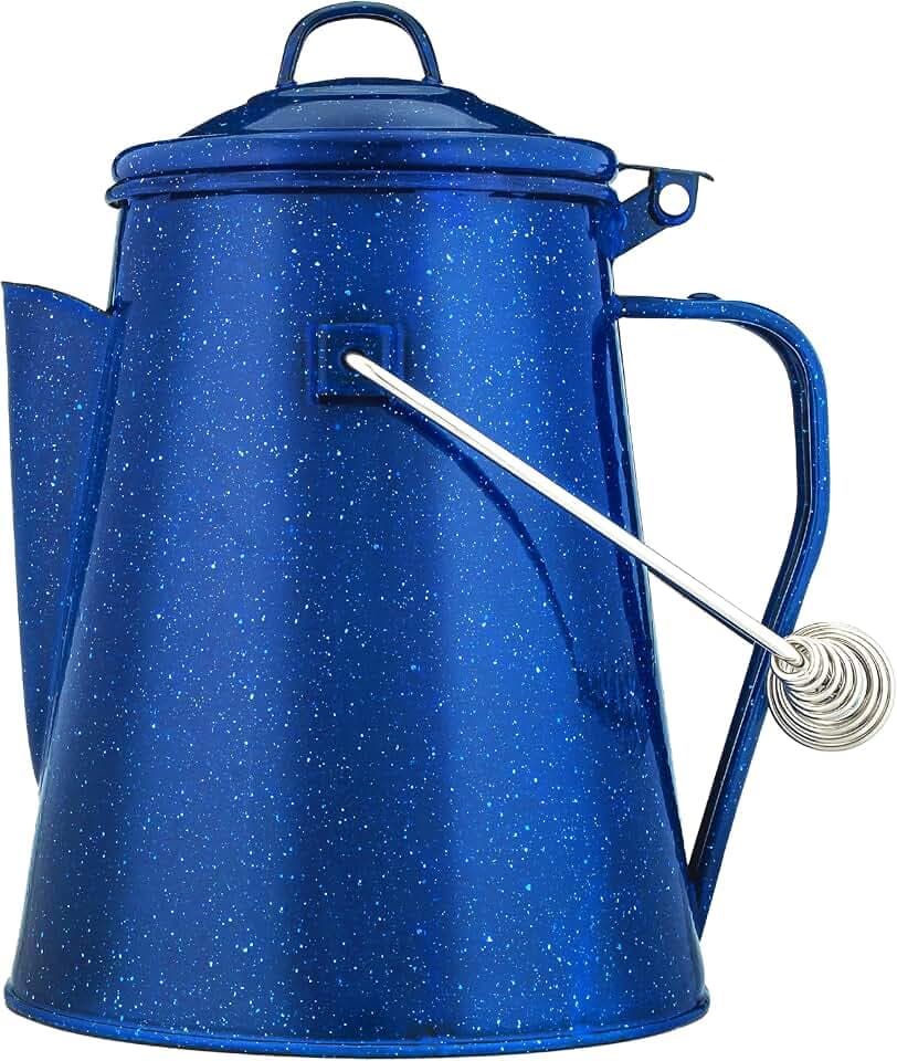 COLETTI Classic Camping Kettle 60 oz — Tea and Camp Kettle, NO Aluminum or Plastic, Ideal for Boiling Water [Blue Enamel]