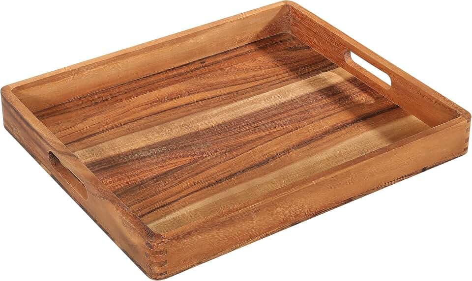 Zassenhaus Serviertablett mit Griffen, 52×43×6cm, nachhaltige Akazie | Holztablett, Frühstückstablett, für Geschirr und Deko, pflegeleicht, nachhaltiges Akazienholz, stilvoll, robust