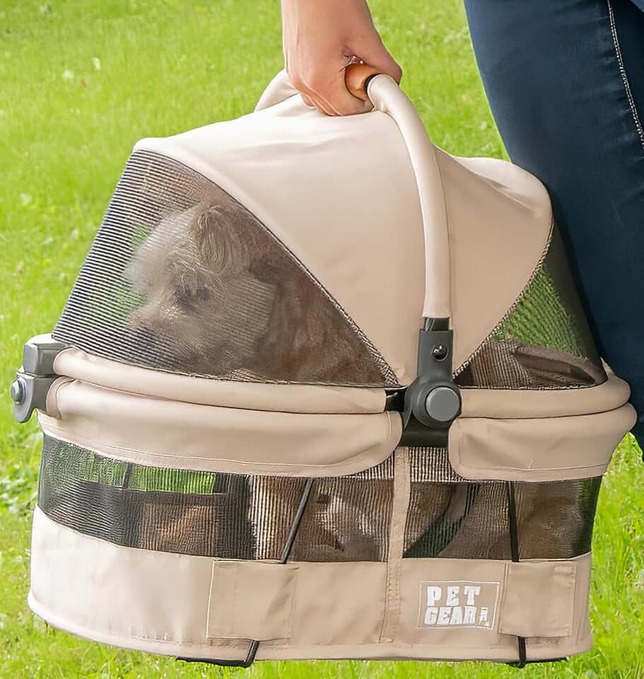 Pet Gear No-Zip View 360 Pet Carrier & Car Seat, Light Tan, 15"