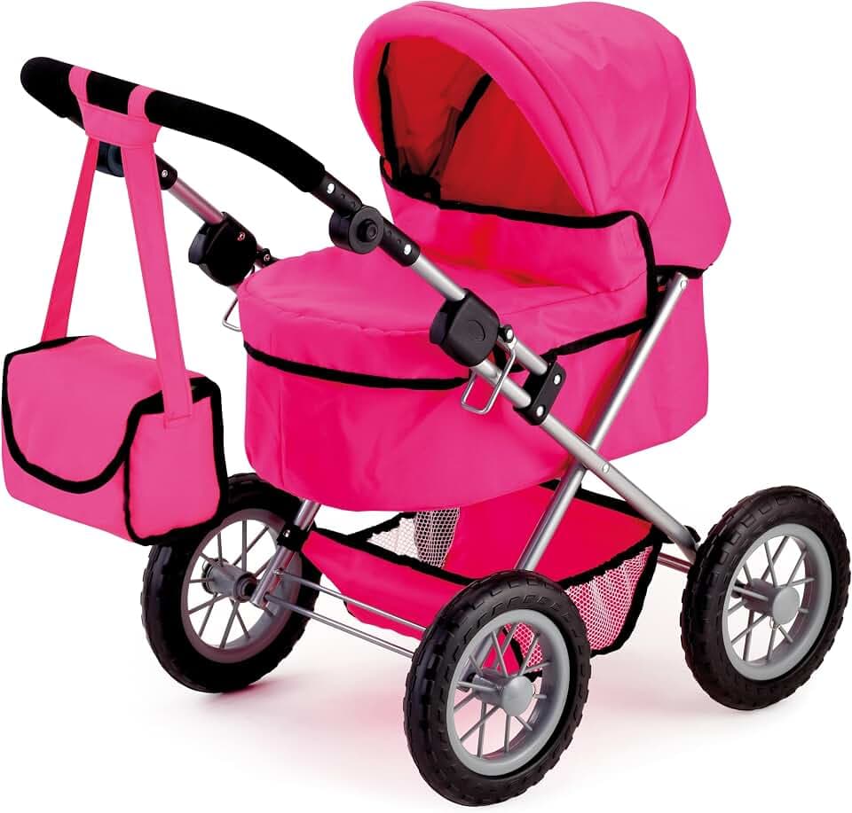 Bayer Trendy Doll Stroller - Hot Pink Toy Carriage for Kids - Foldable